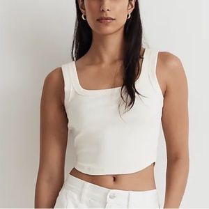 Madewell Tailored Crop Tank in Sleekhold NL398 Lighthouse White M